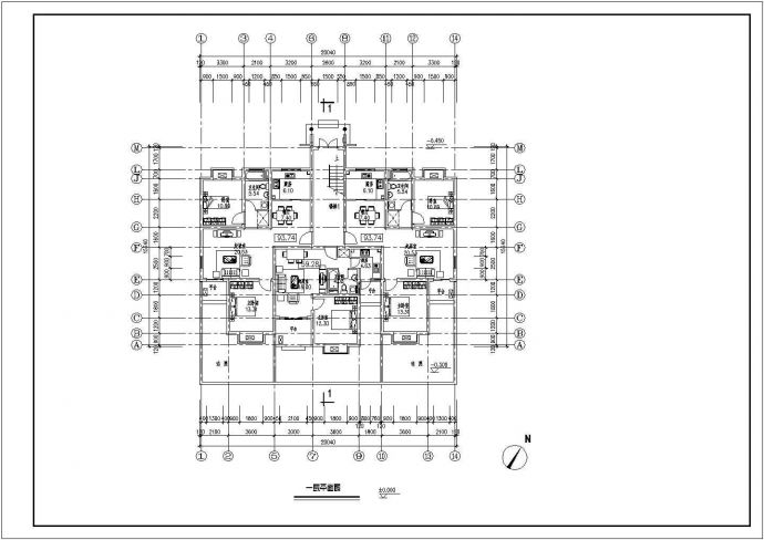 某小区多层公寓楼建筑设计图纸（共4张）_图1