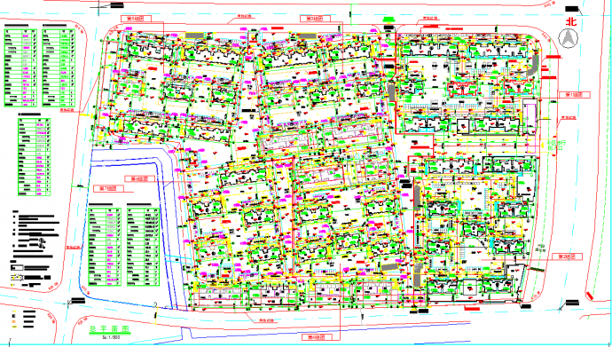 大型现代小区总平面规划图（含图例）_图1