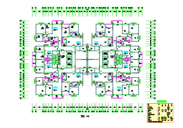 公寓户型建筑施工图（每单元8户）_图1