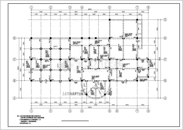 某三层框架休闲中心结构设计施工图（7度抗震）-图一