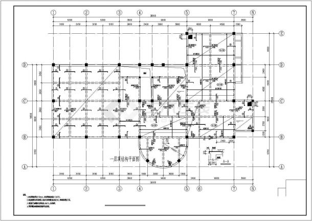 某三层框架休闲中心结构设计施工图（7度抗震）-图二