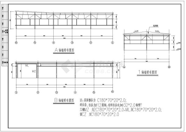 某工厂钢结构厂房建筑结构施工图纸-图二