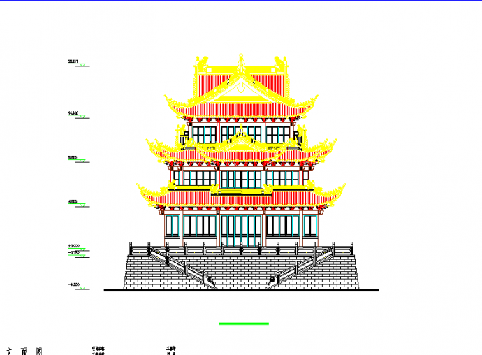 某地区庙宇万佛殿建筑设计立面图纸_图1