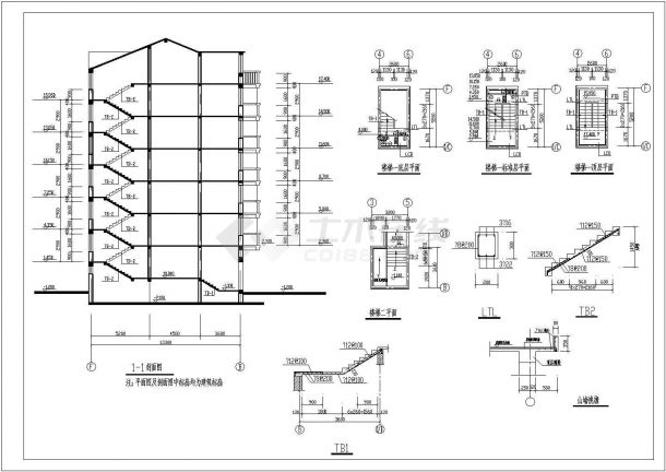 某地六层砌体结构房屋建筑结构施工图-图一