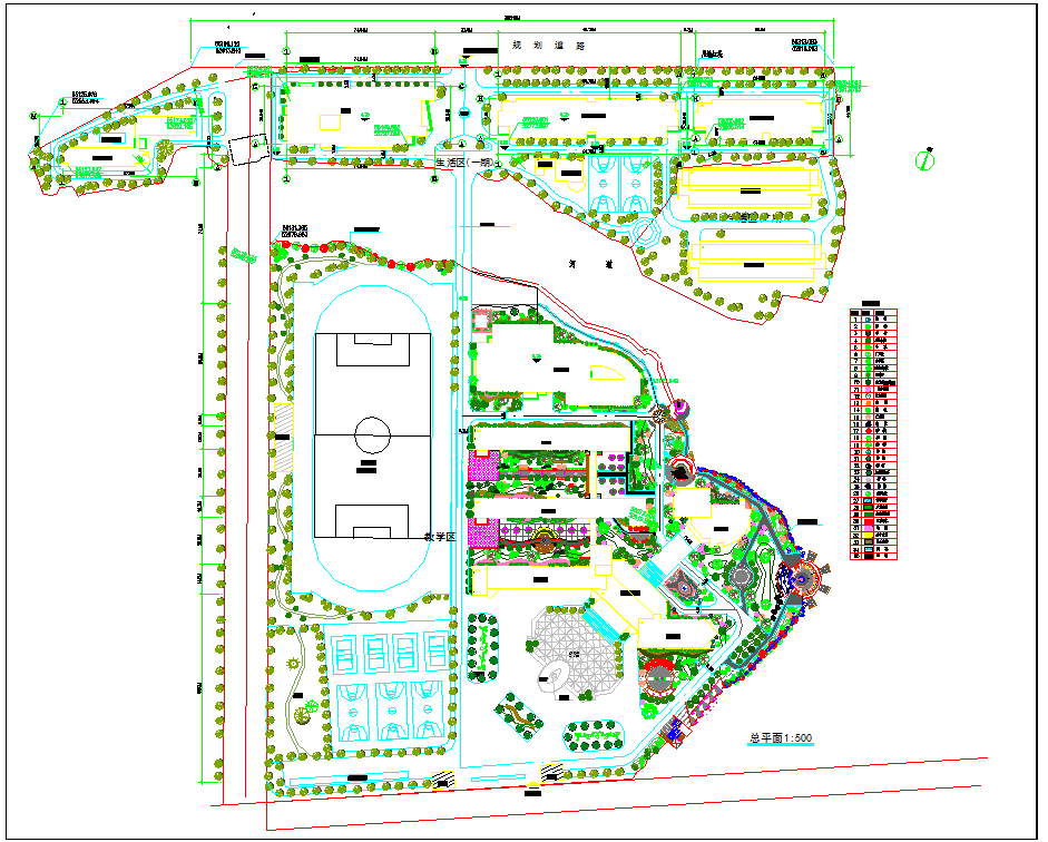 某地区学校景观方案设计图（含苗木表）