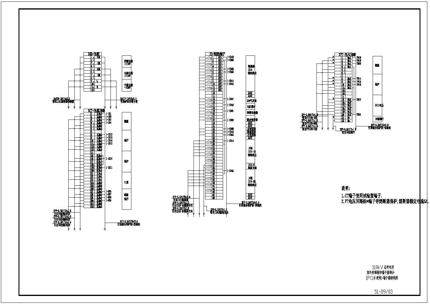 陕西某110KV变电站室外控制箱电气设计图