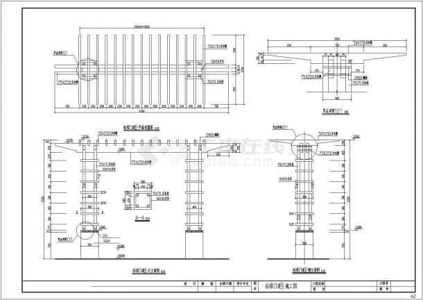 某地区花架式门道设计施工大样图纸-图一