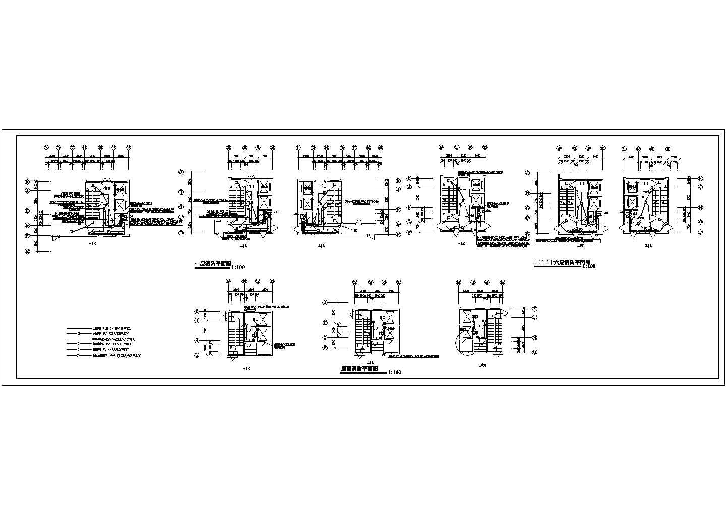 二十六层住宅楼弱电民用消防平面设计图