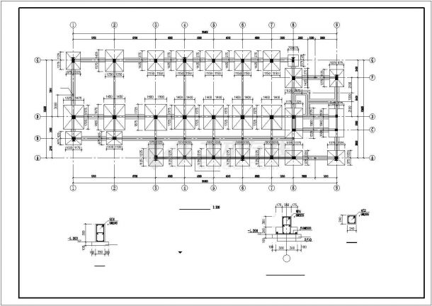 某地学院三层食堂配筋结构施工设计图-图一
