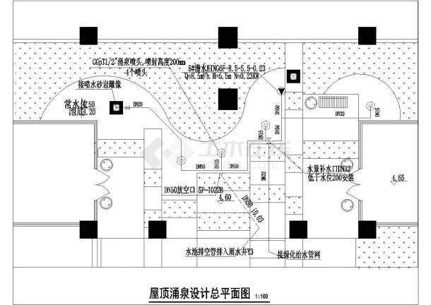[广东]某小区屋顶花园给排水设计图纸-图二