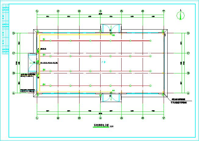 单层厂房车间配电系统图及照明电力图_图1