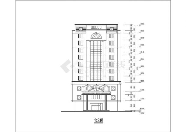 辽宁某九层框架结构酒店建筑方案图（高39.6米）-图二