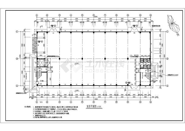 某5000平方米四层厂房建筑施工全套图（高24.9米）-图一