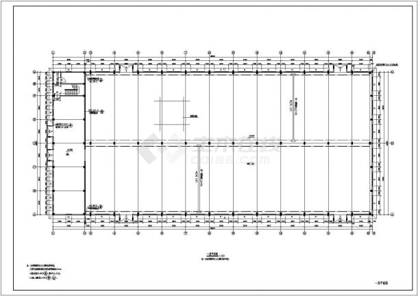 某3526平方米三层框架结构车间厂房建筑方案图（高11米）-图一