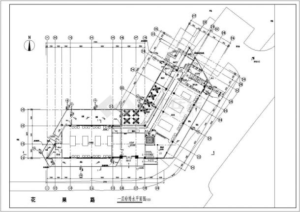 [广东]3004.83㎡三层办公楼给排水消防施工图（喷淋系统）-图二