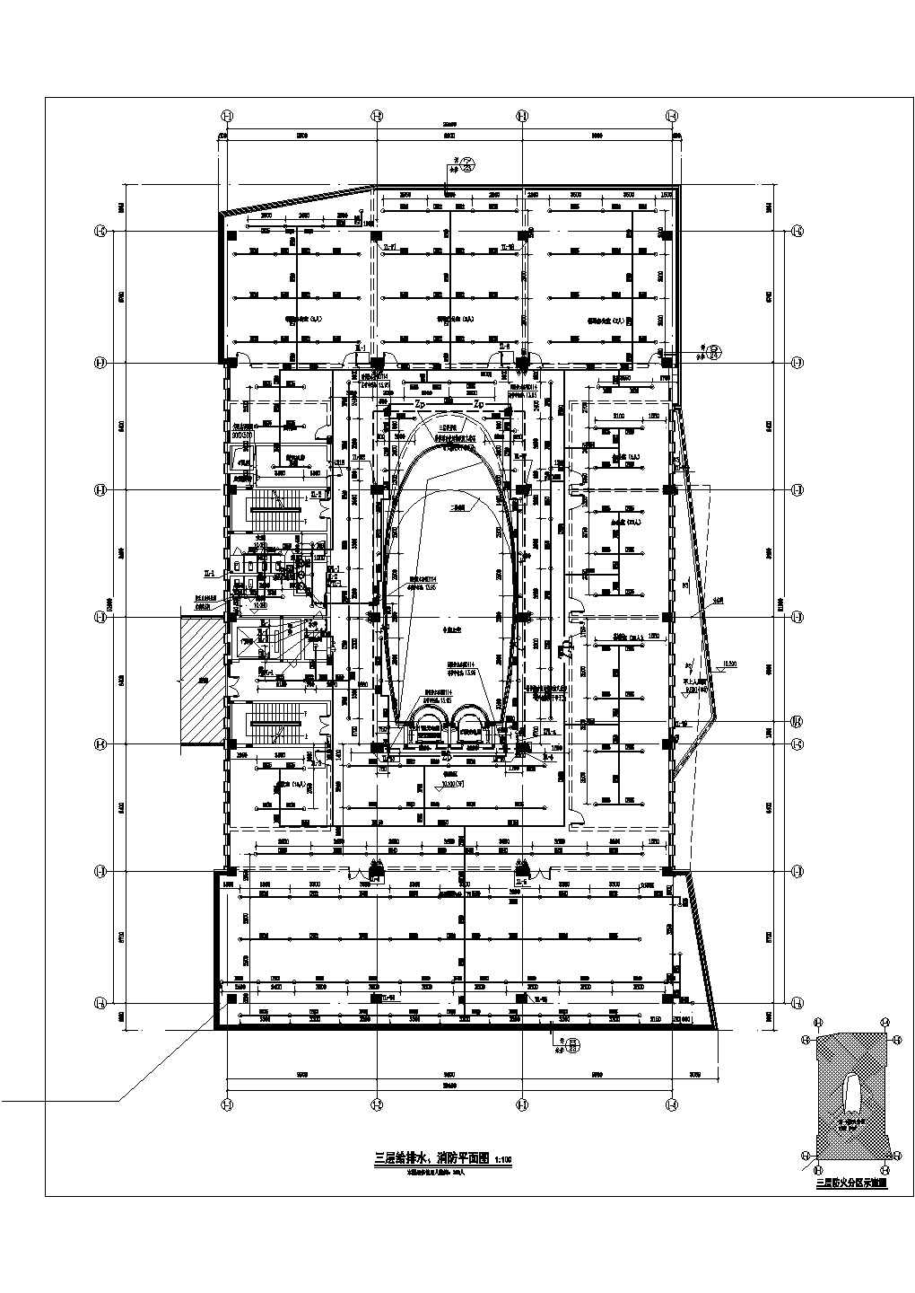 [江苏]10980㎡四层建设科研设计大厦给排水全套图纸（高空水炮雨水收集）
