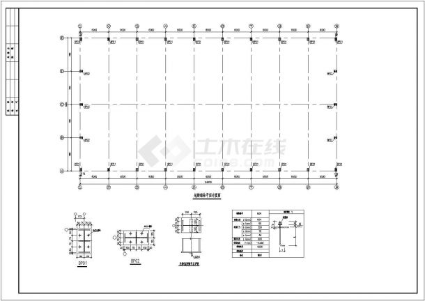 宁夏某跨度28米单层钢结构厂房结构设计图（8度抗震）-图一