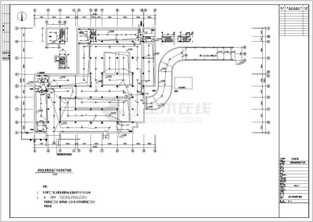 3367㎡公寓地下车库电气全套施工图，共五张图-图一