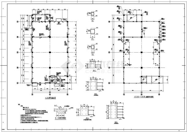 某地框剪结构电控楼结构设计施工图-图二