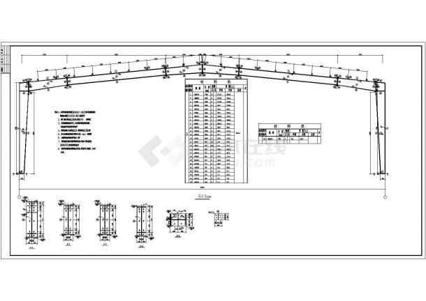 某30m跨单层轻钢结构厂房结构设计图（7度抗震）-图二