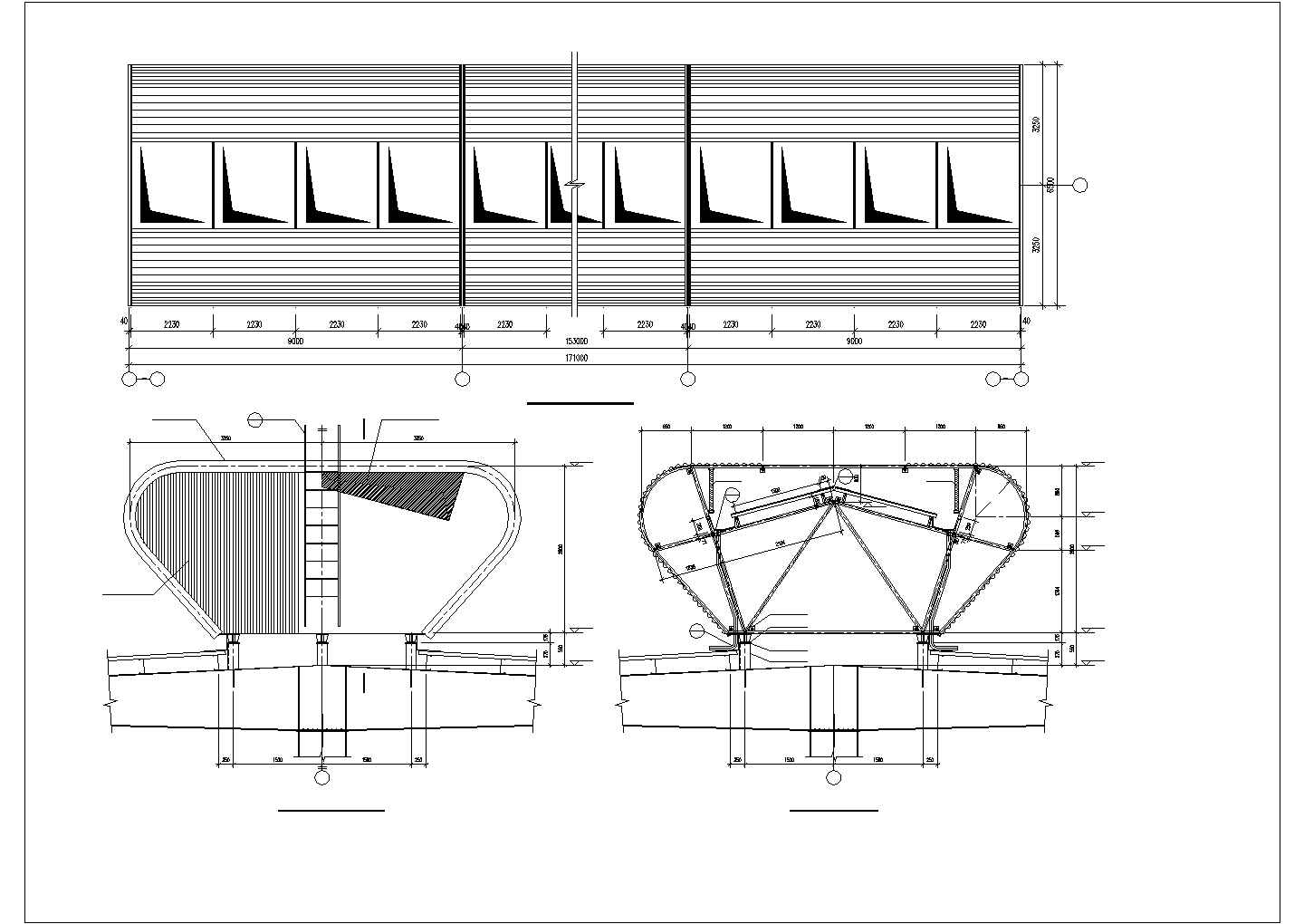 [成都]某新建门式刚架厂房球形气楼建筑结构设计图