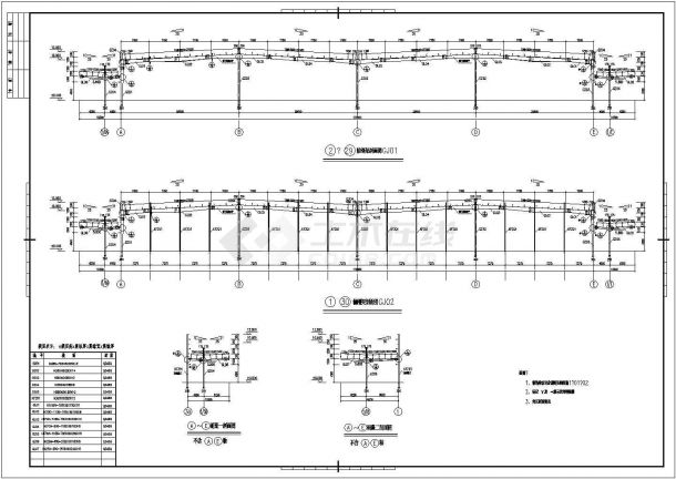 某跨度29.5m单层门式刚架厂房结构设计图-图二