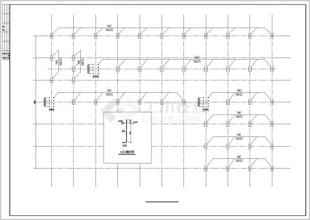 某带吊车地上四层门式刚架厂房结构设计图（6度抗震）-图二