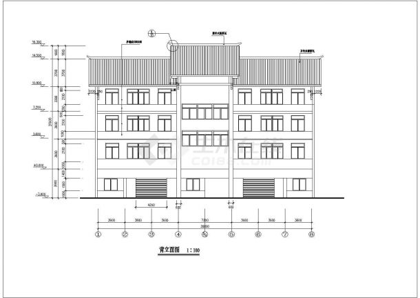 某三层坡屋面办公楼结构设计施工图纸（负一层为车库）-图二