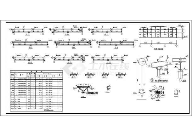 某跨度16米单层门式刚架厂房结构设计图（桩基础）-图一