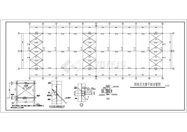 某跨度16米单层门式刚架厂房结构设计图（桩基础）-图二