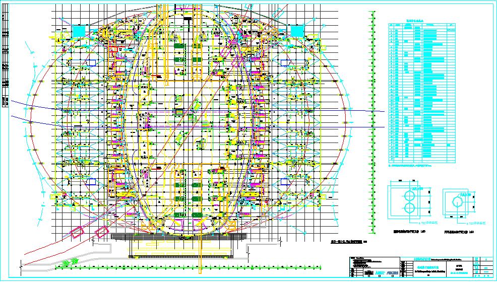 公共场所建筑施工剖面CAD布置大祥图