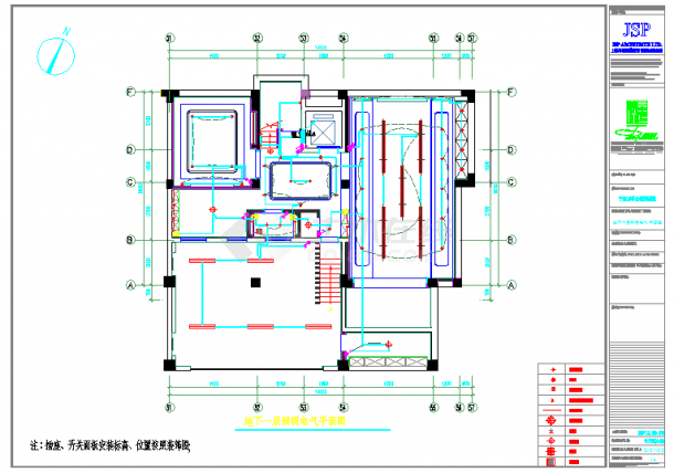 某地区三层别墅电气设计平面图（全套）-图一