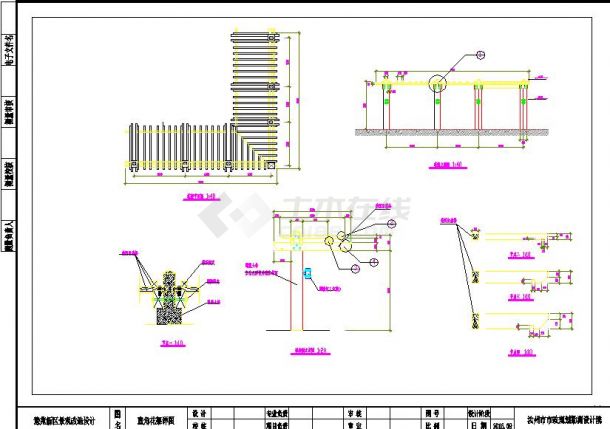 某城区小型直角廊架园林设计CAD平面布置图-图一