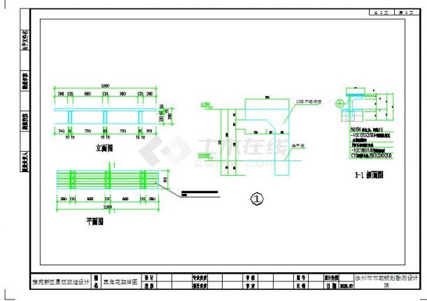 某城区小型直角廊架园林设计CAD平面布置图-图二