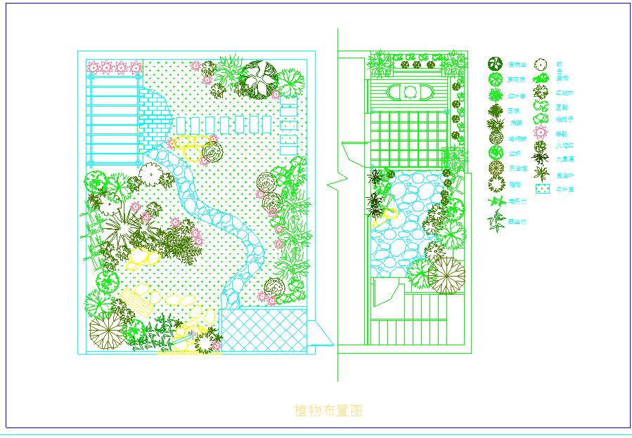 某地小型花园庭院景观绿化组设计图