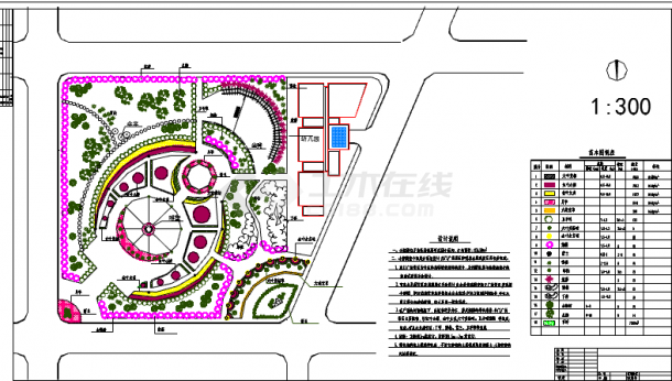 某地小型小游园绿化施工图（设计说明）-图一