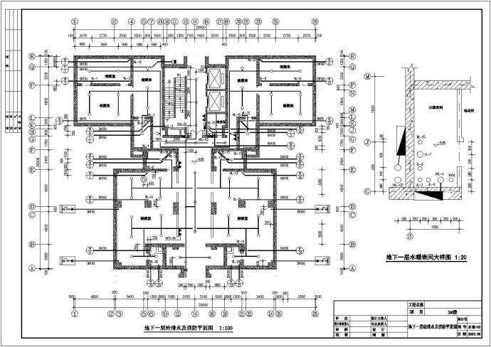 某三十层高层住宅楼给排水消防设计图（市政供水）_图1