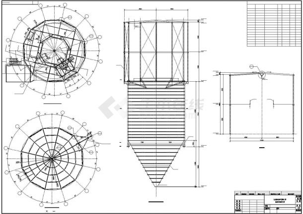 脱硫塔顶棚和楼梯平台钢结构图-图一