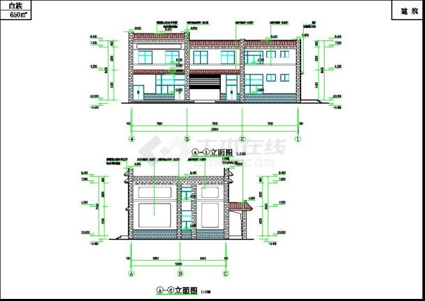 某城市白族办公楼建筑设计施工图（650m2）-图二