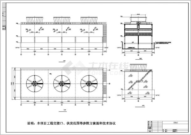 钢框架结构冷却塔施工设计平面图纸-图一