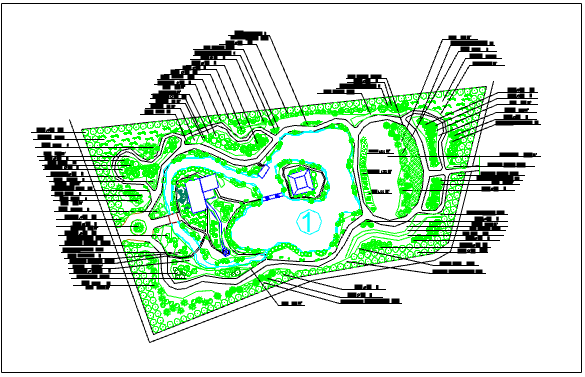 某地小型松江某公园规划种植设计图_图1