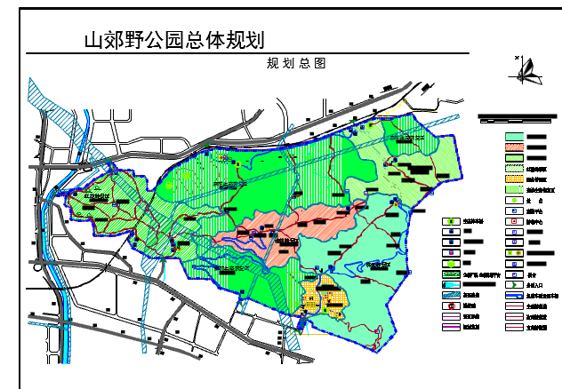 某地山郊野公园总体景观规划平面图_图1
