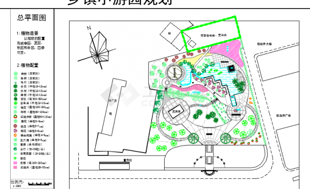 某地小公园绿化园林景观设计施工图-图一