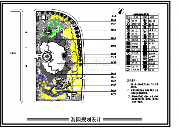 某地小游园绿化规划平面图（植物表）-图一