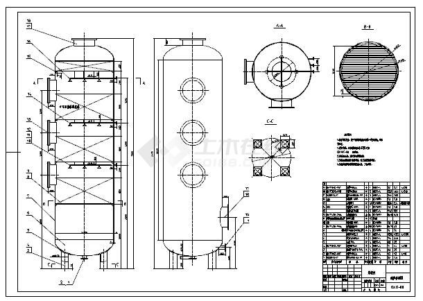 碱洗喷淋塔-生产加工CAD布置图-图一
