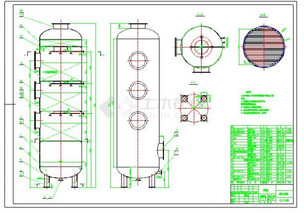 碱洗喷淋塔-生产加工CAD布置图-图二