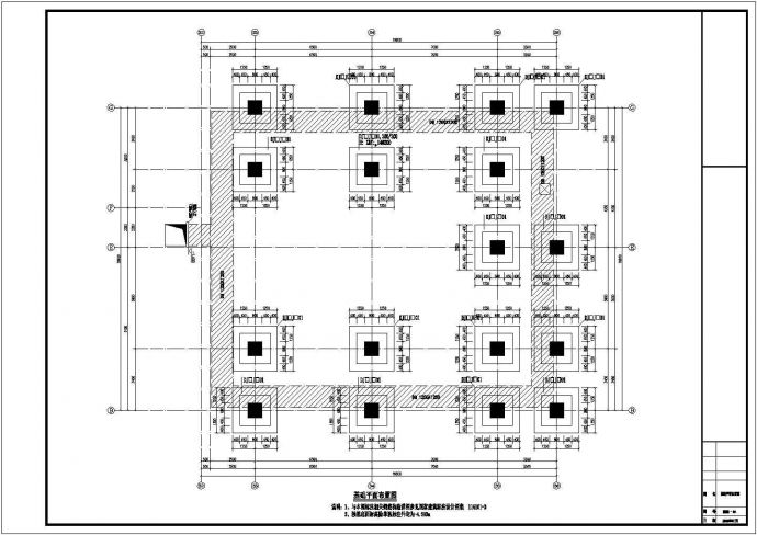 餐厅钢结构框架雨棚基础平面布置设计图_图1