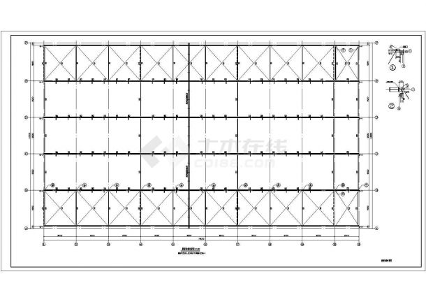 某带附跨单层钢结构厂房图纸（78米*45米）-图一