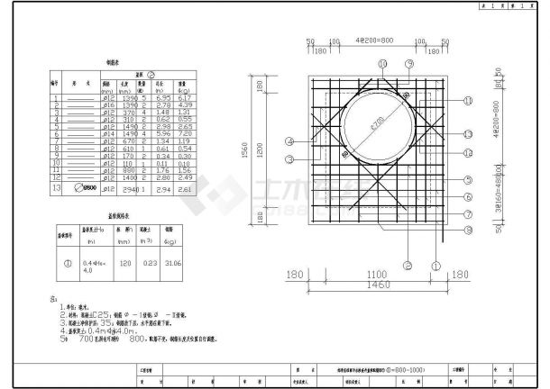 矩形直线、三通混凝土雨水检查井及配筋设计图-图二