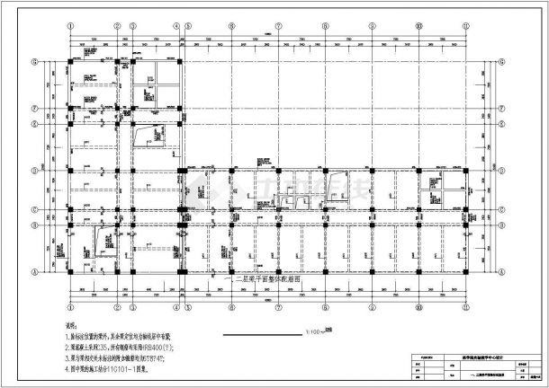 某学院实验教学楼配筋施工结构设计图-图一